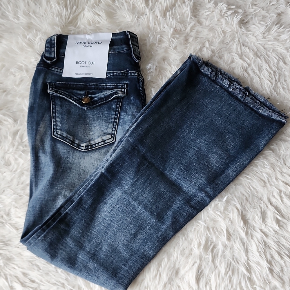 Love Soho Denim Dark Blue Bootcut Jeans Low Rise